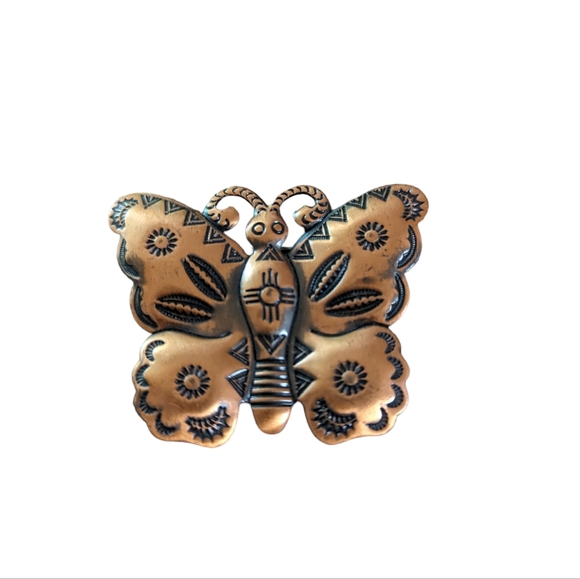 Vintage Jewelry - Vintage Navajo Copper Butterfly Pin Brooch